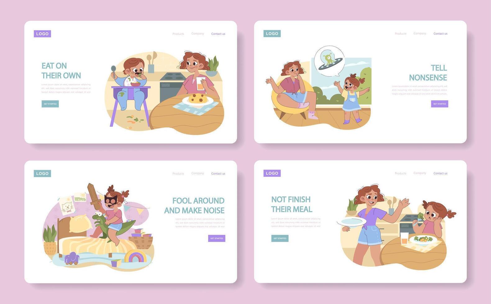 Parenting Moments set. vector
