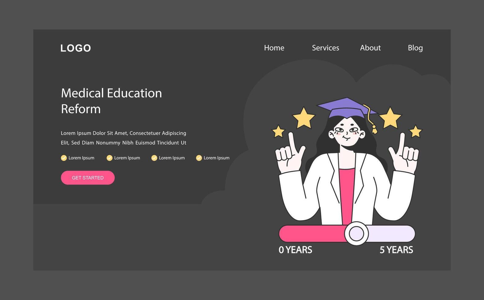 Medical Education Reform concept. Flat vector illustration.