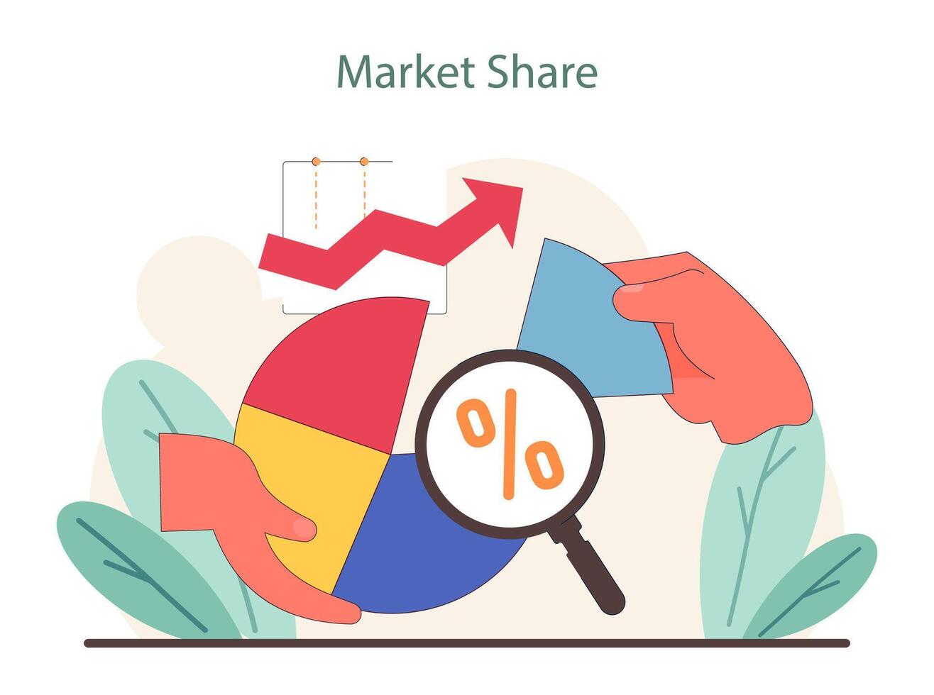 mercado compartir concepto. análisis de industria tendencias vector