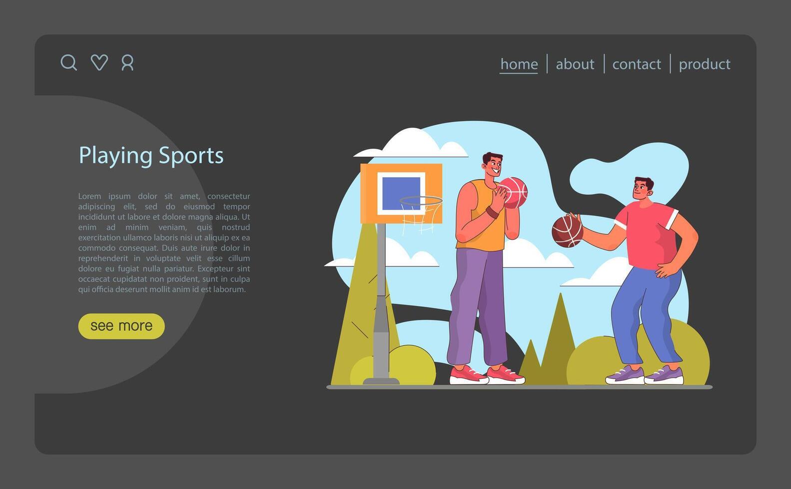 Playing Sports concept. Pals sharing a friendly game of basketball outdoors. vector
