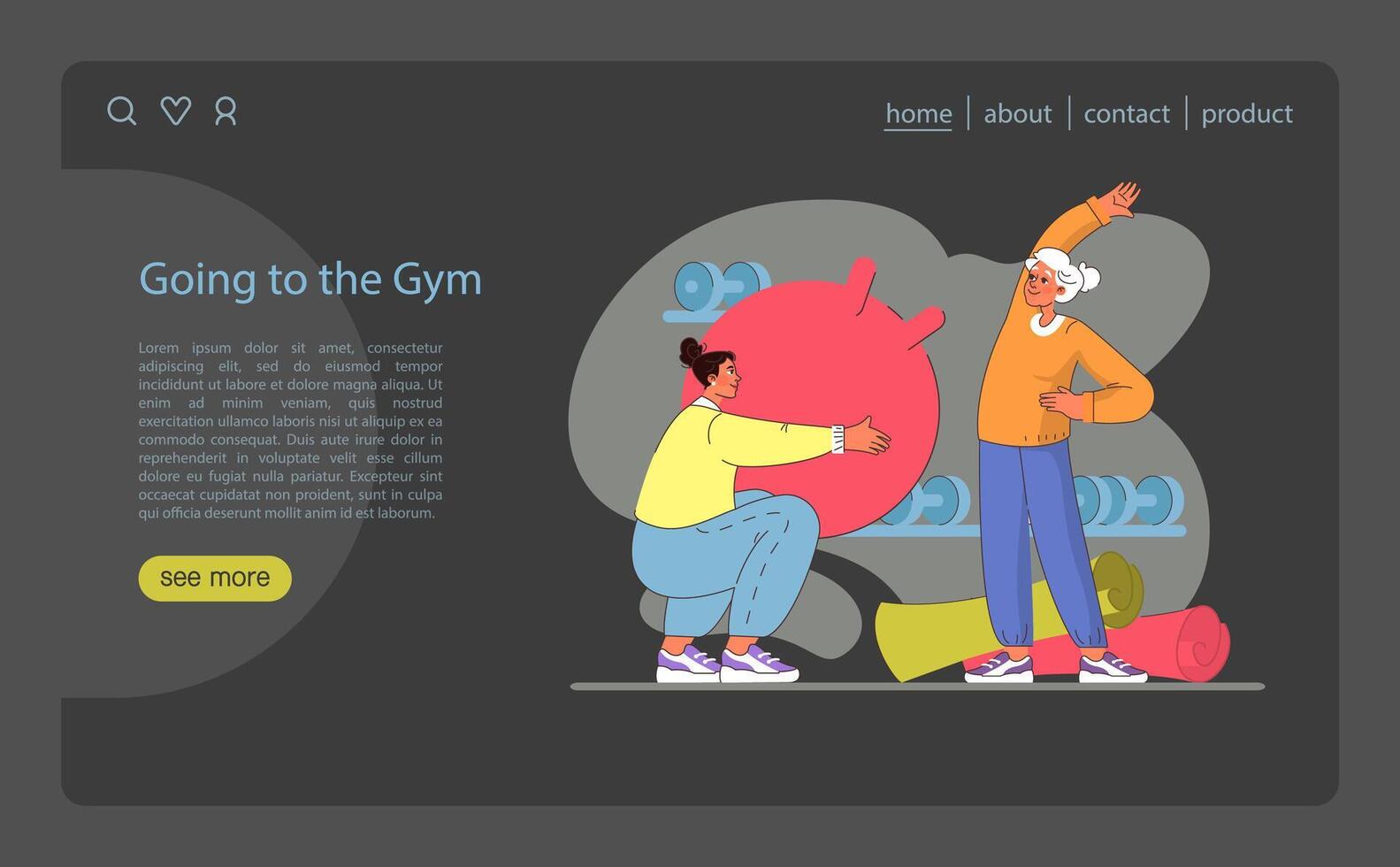 Going to the Gym concept. Companions motivate each other in fitness routines with gym equipment. vector