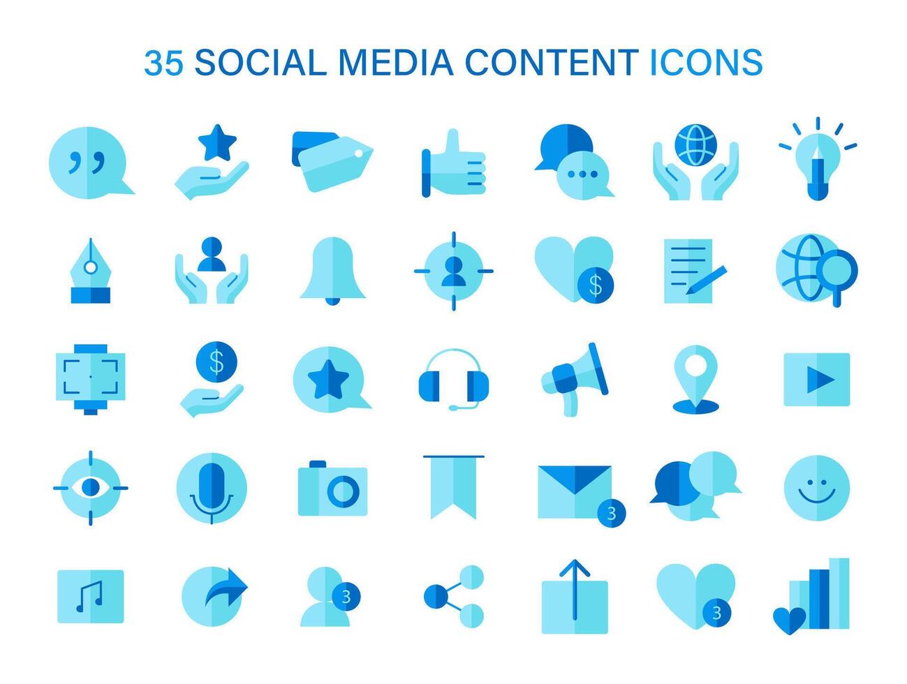 social medios de comunicación contenido íconos colocar. formación de digital compromiso y red Interacción iconos vector