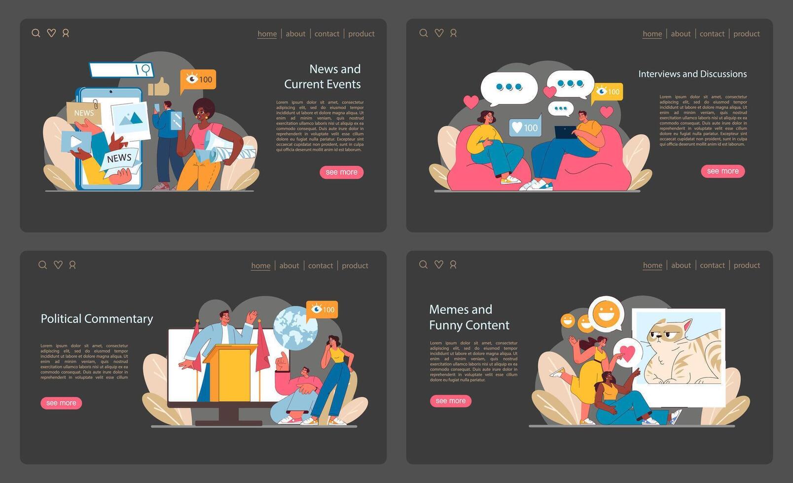 Comprehensive Social Media Content set. Timely news updates vector