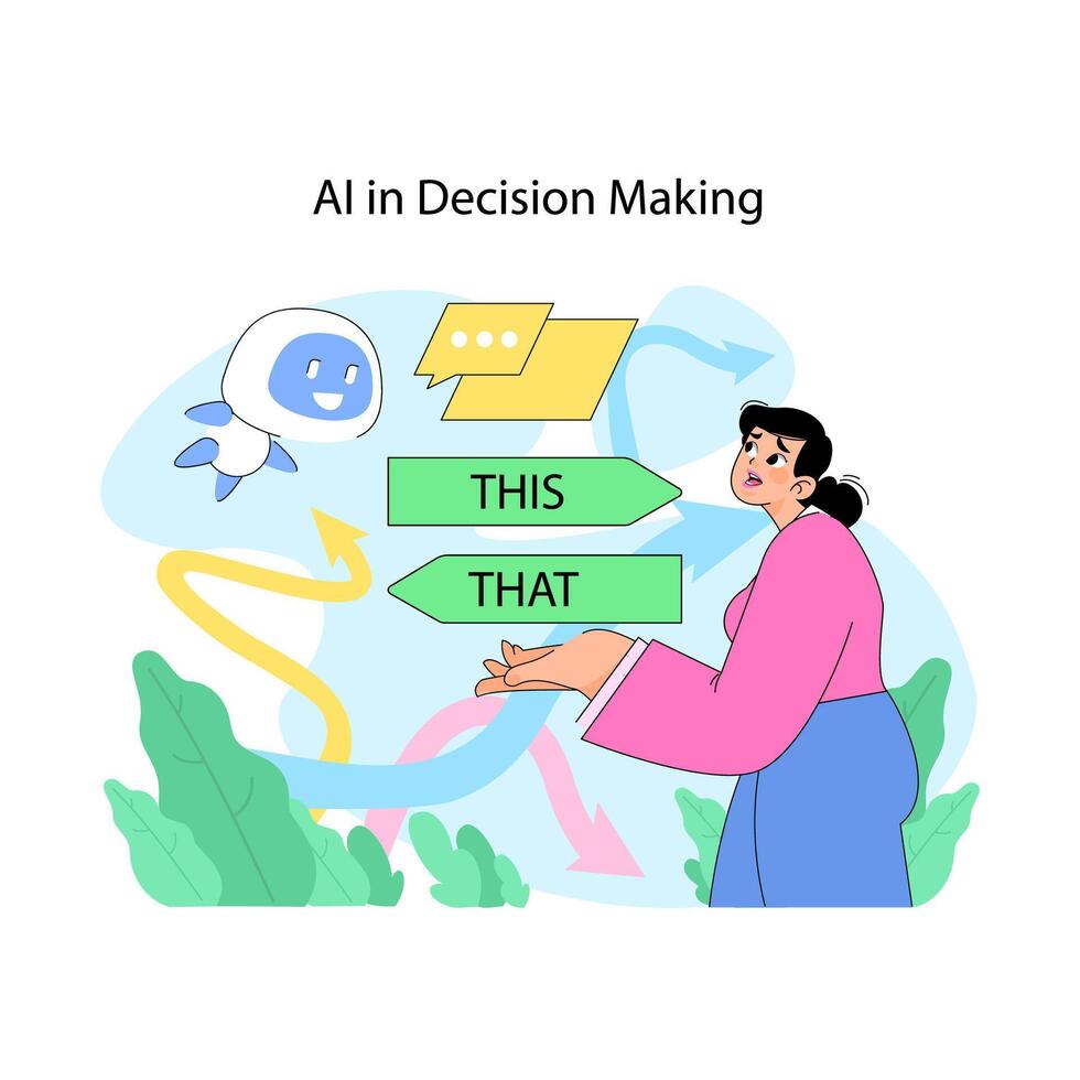 AI in decision making concept. Flat vector illustration