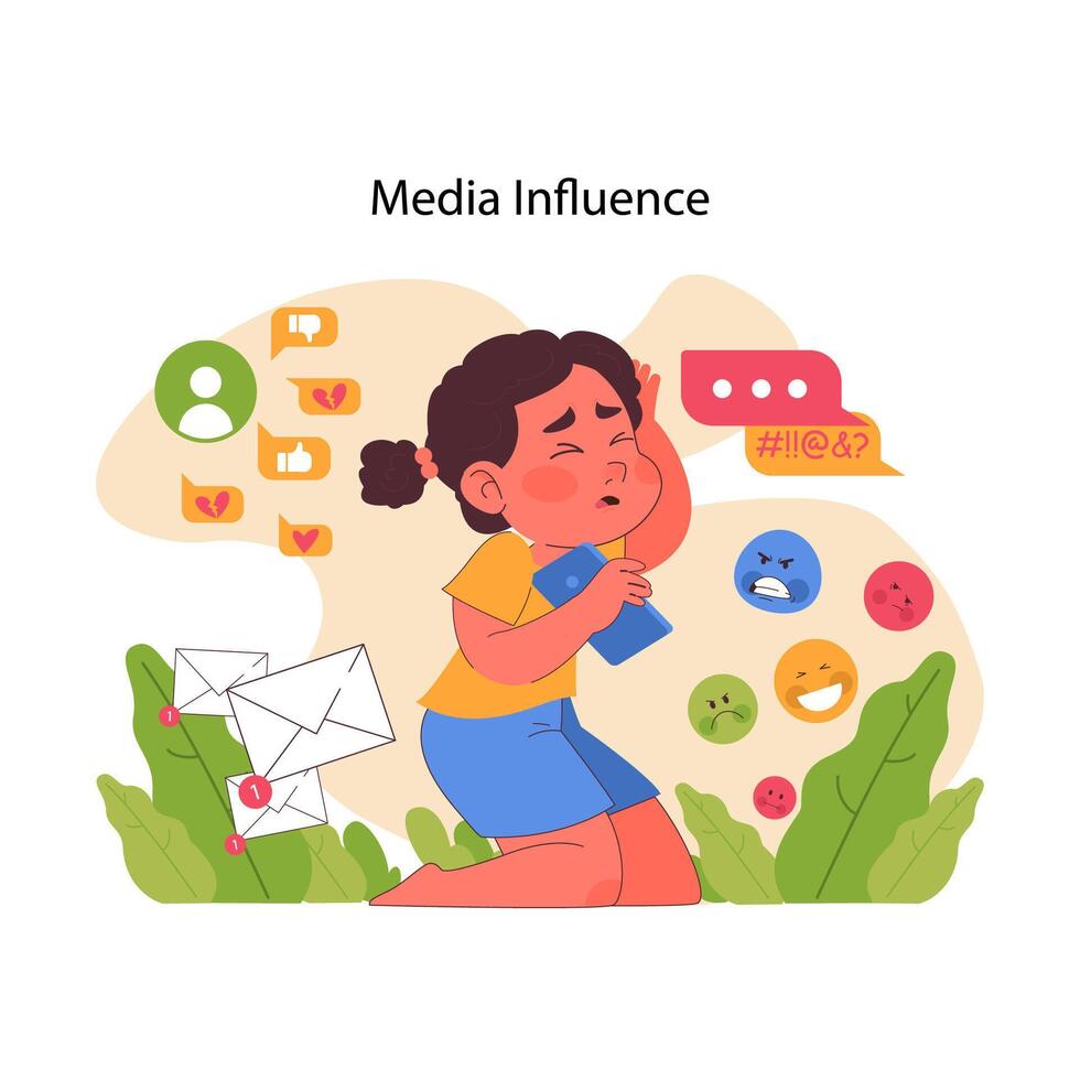 medios de comunicación influencia concepto. plano vector ilustración