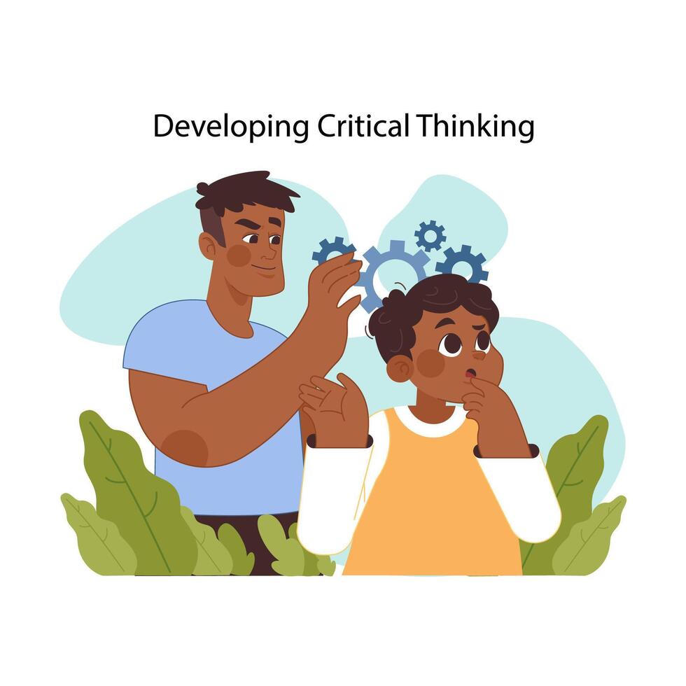 Critical thinking development concept. Flat vector illustration