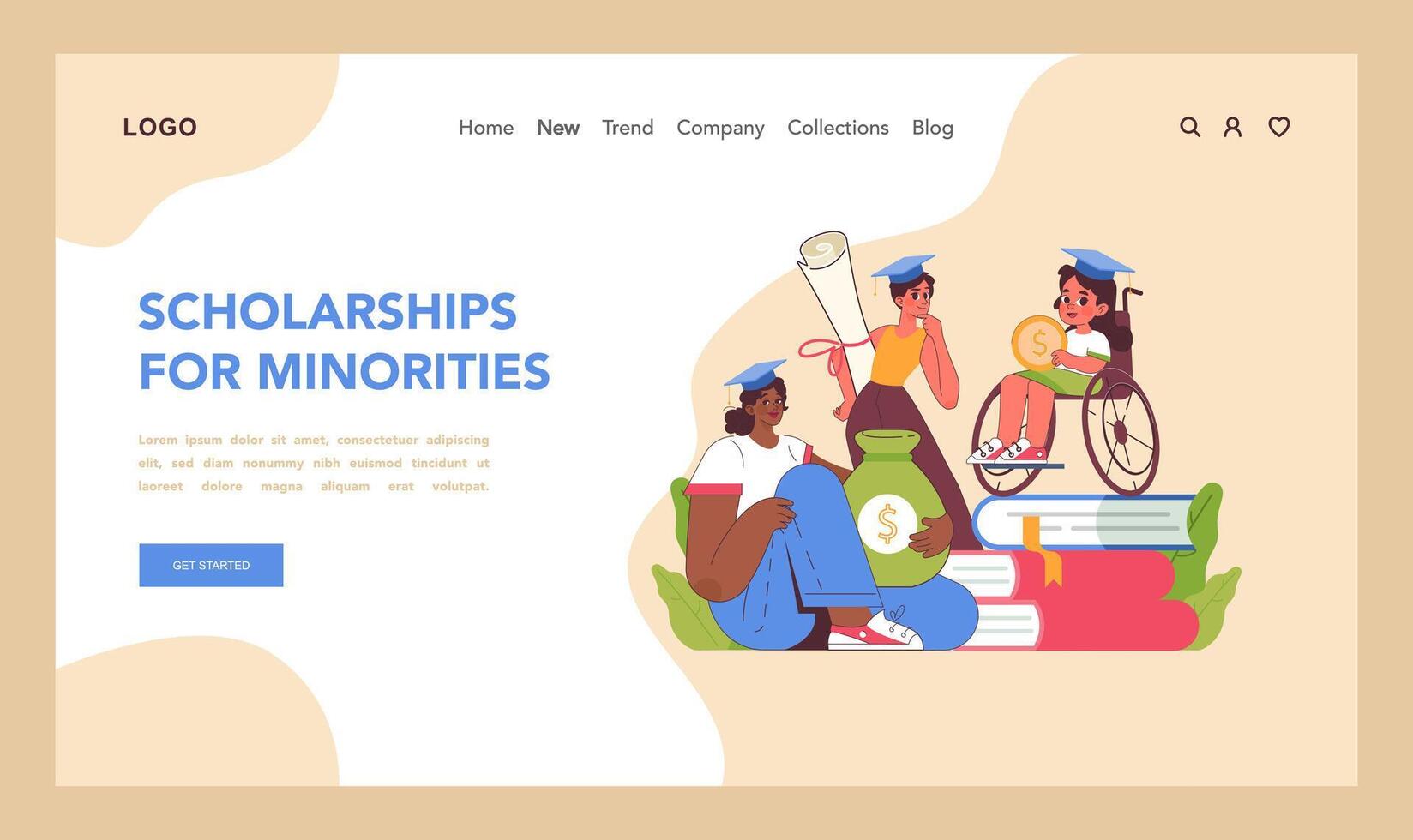 Scholarships for minorities. Flat vector illustration