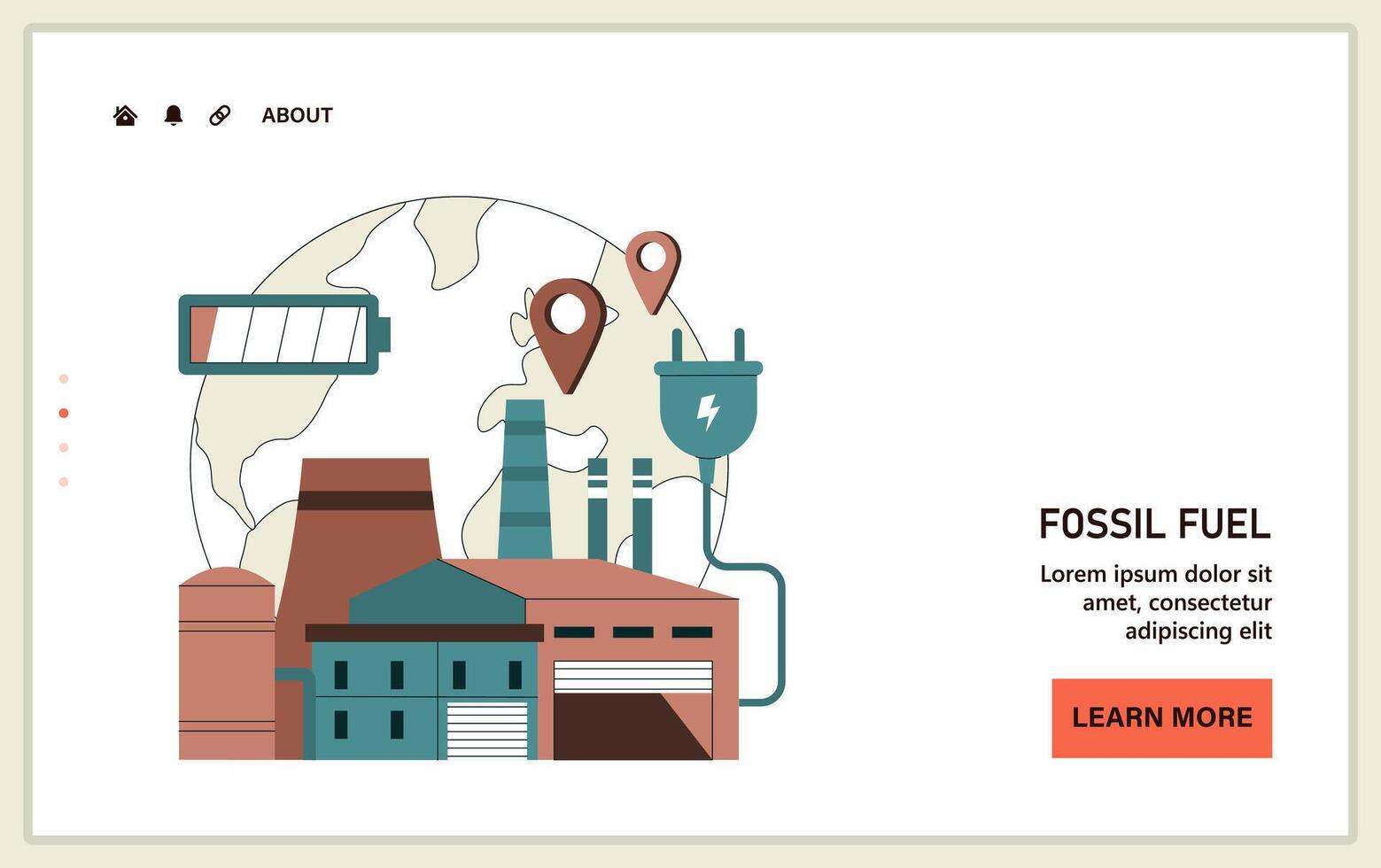 Fossil fuel energy dependency. Reliance on imported fossil resources. vector