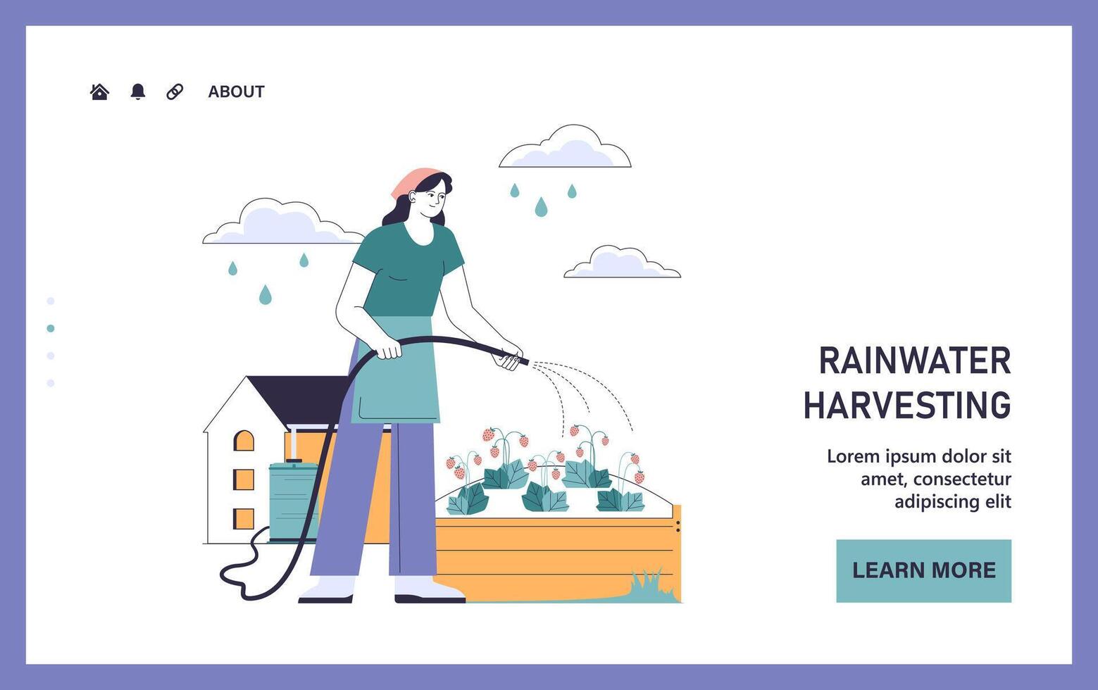 agua de lluvia cosecha web o aterrizaje. sostenible práctica vector
