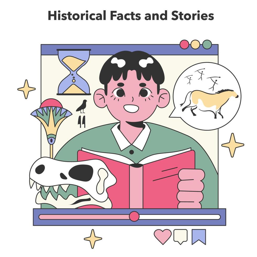 Historical Facts and Stories concept. Flat vector illustration.