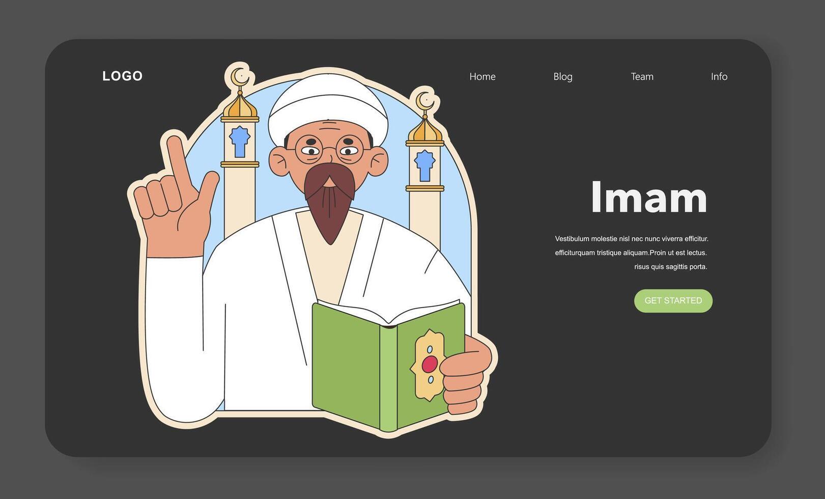 Imam leading prayer concept. Flat vector illustration