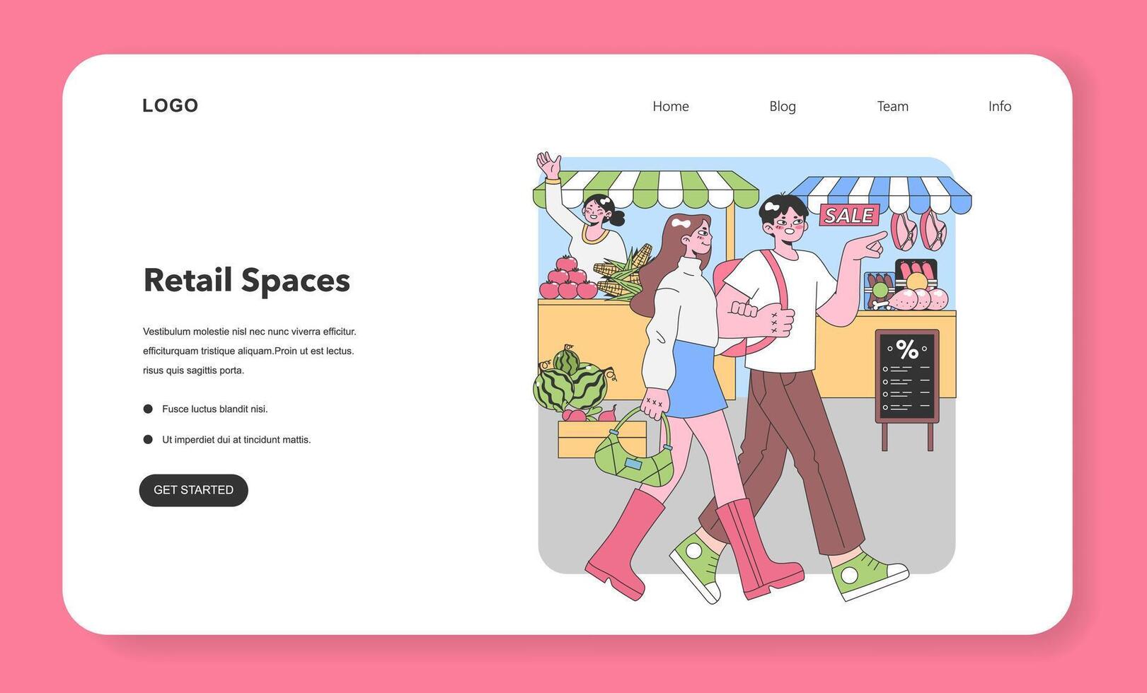 Fresh Market Bargains. Flat vector illustration.