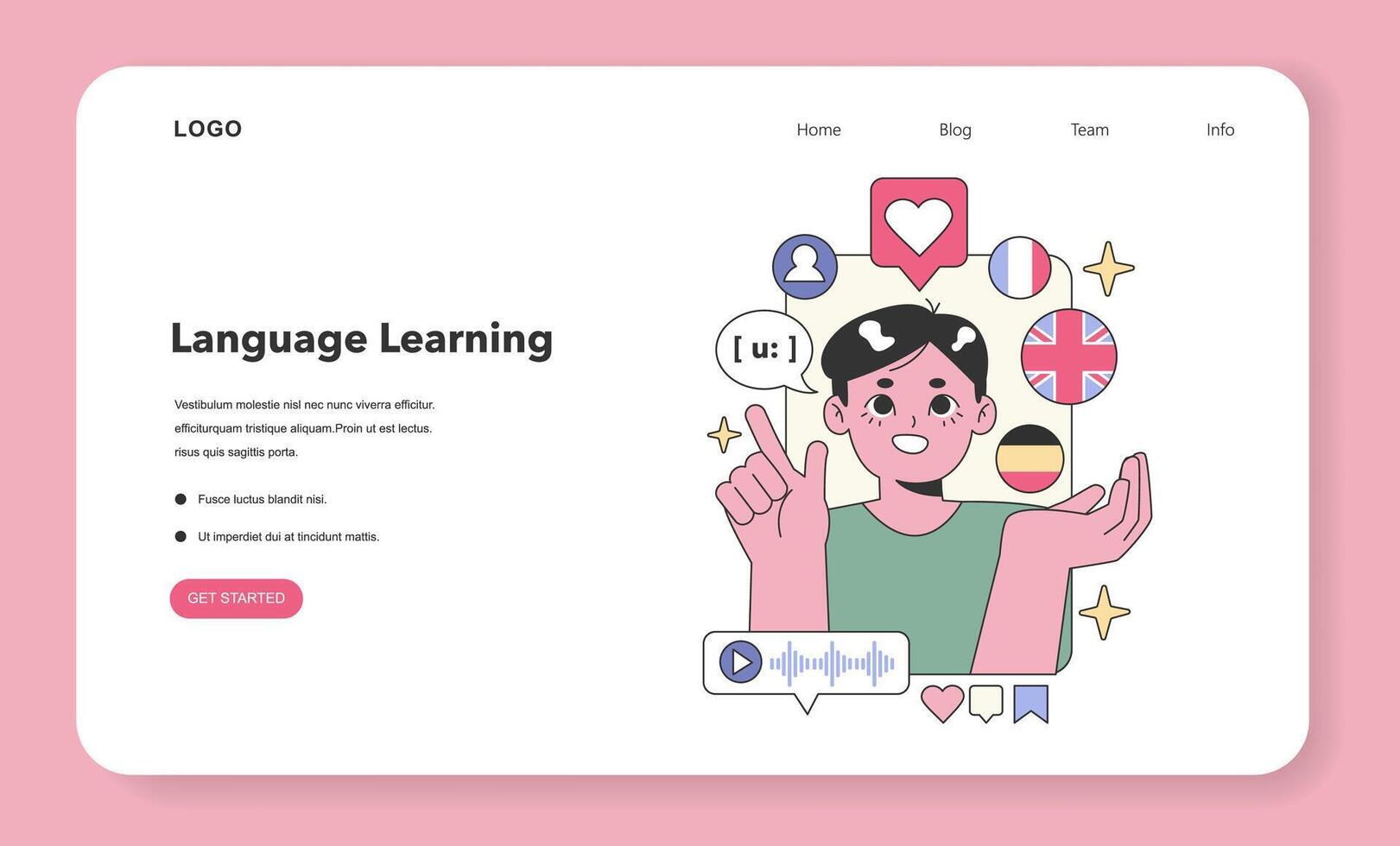Language Learning concept. Flat vector illustration