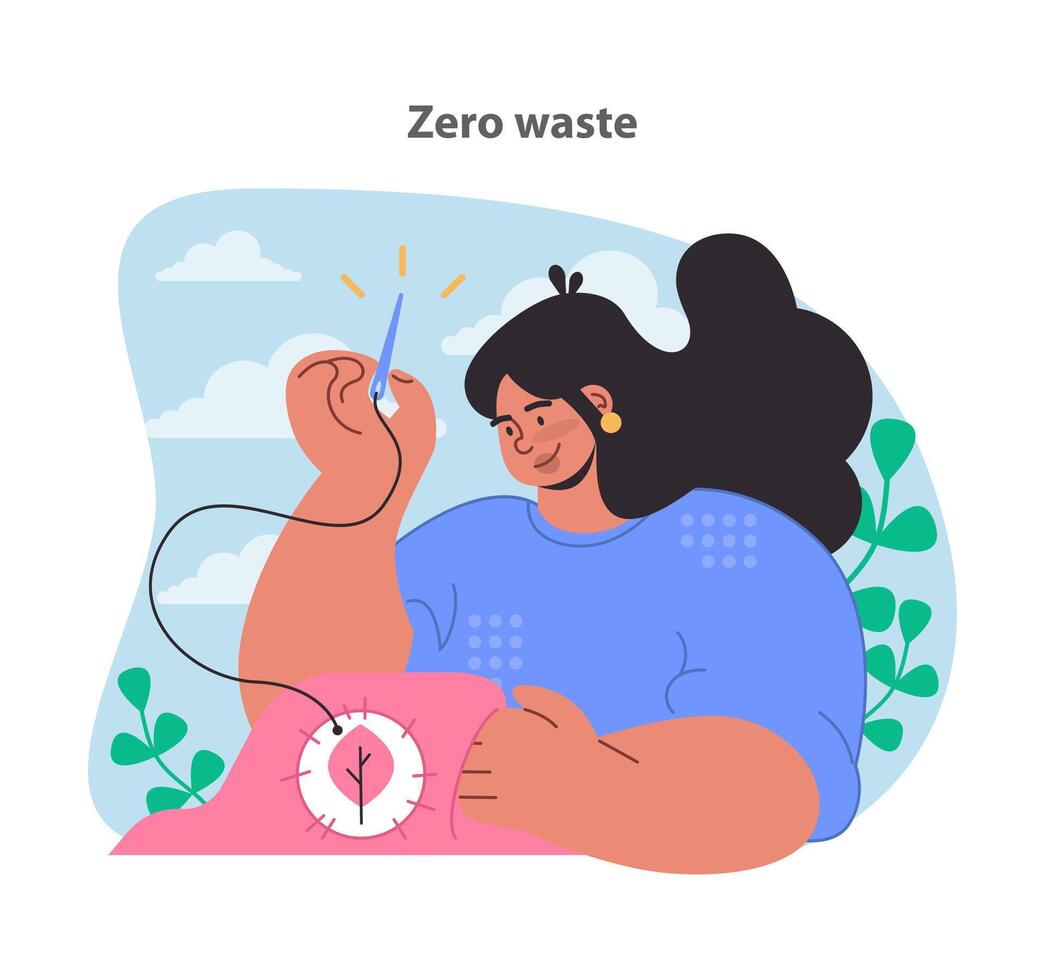 Zero waste lifestyle concept. Promoting the use of reusable materials. vector