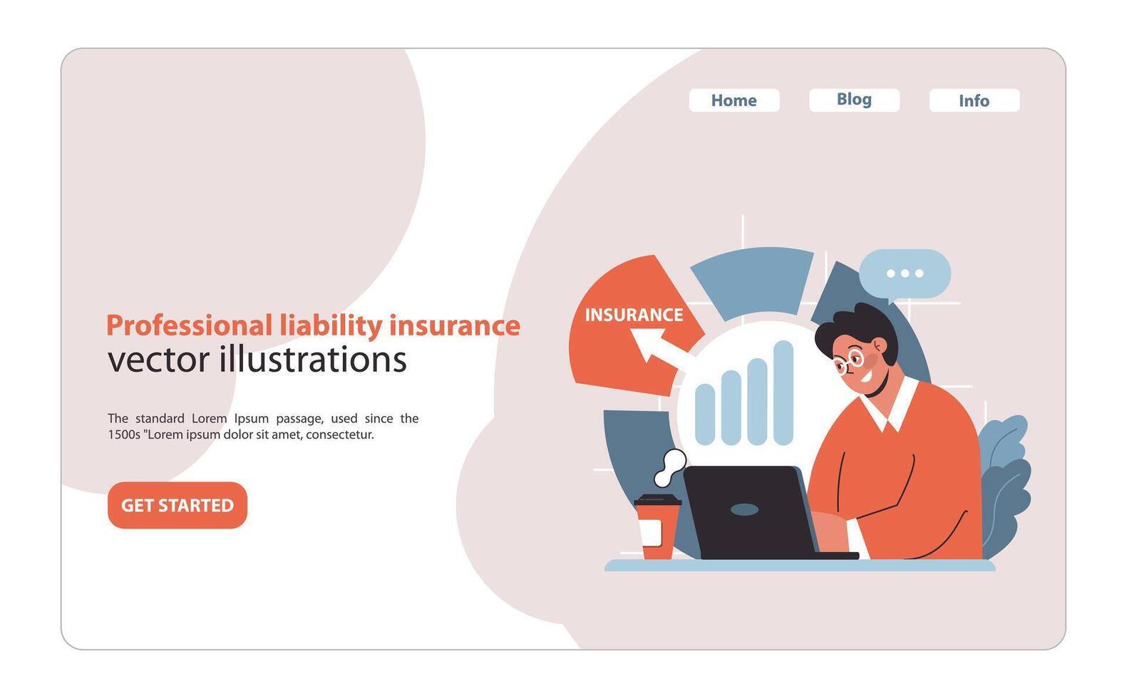 Professional liability insurance concept. Specialist manages risk with tailored coverage. vector