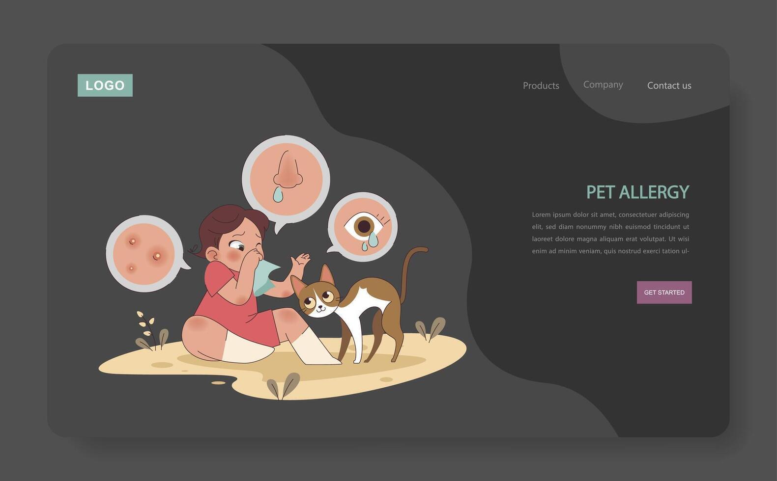 Pet allergy concept vector