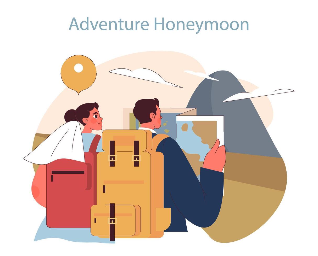 Adventure Honeymoon concept. vector