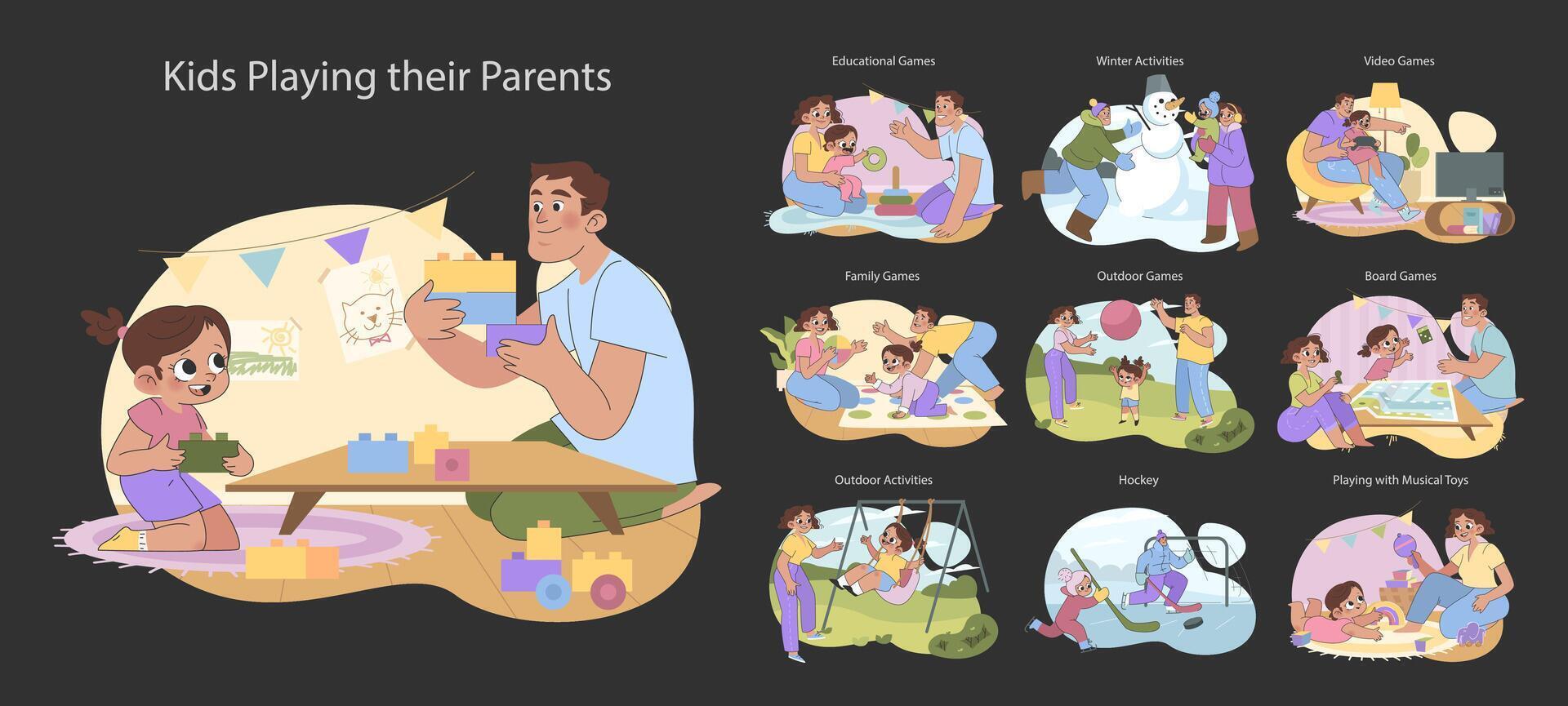 Parent-child bonding set. vector