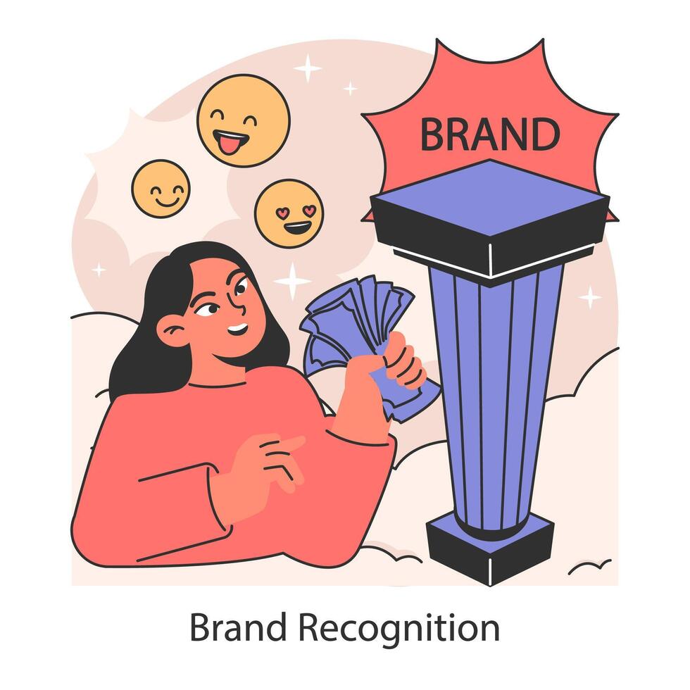 Brand recognition concept. Flat vector illustration.