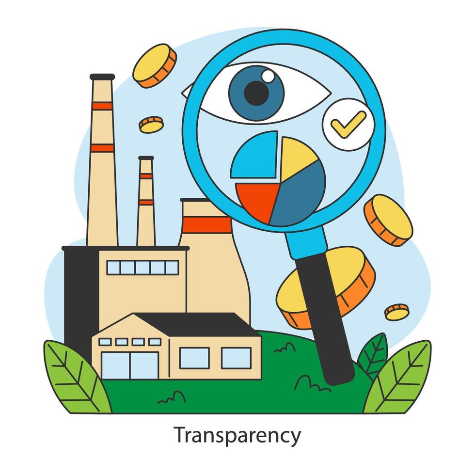 Transparency in industry concept.Flat vector illustration.