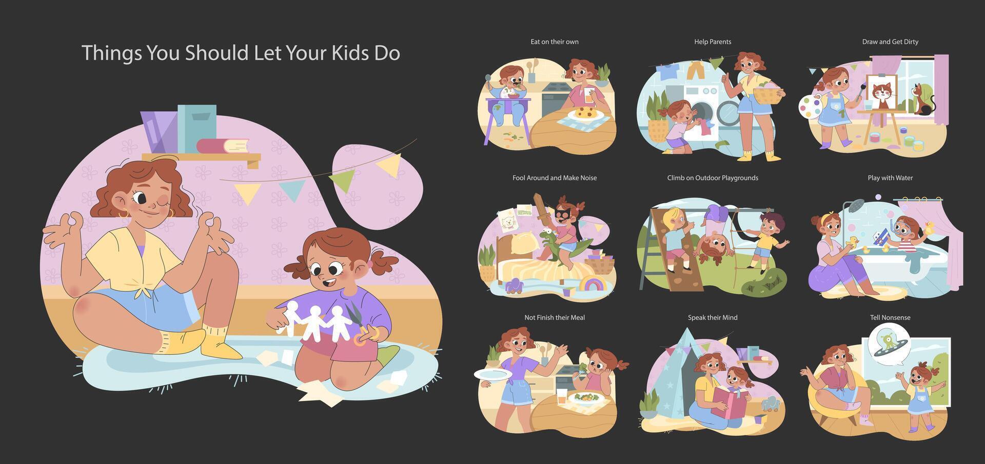 Childhood Activities set. vector