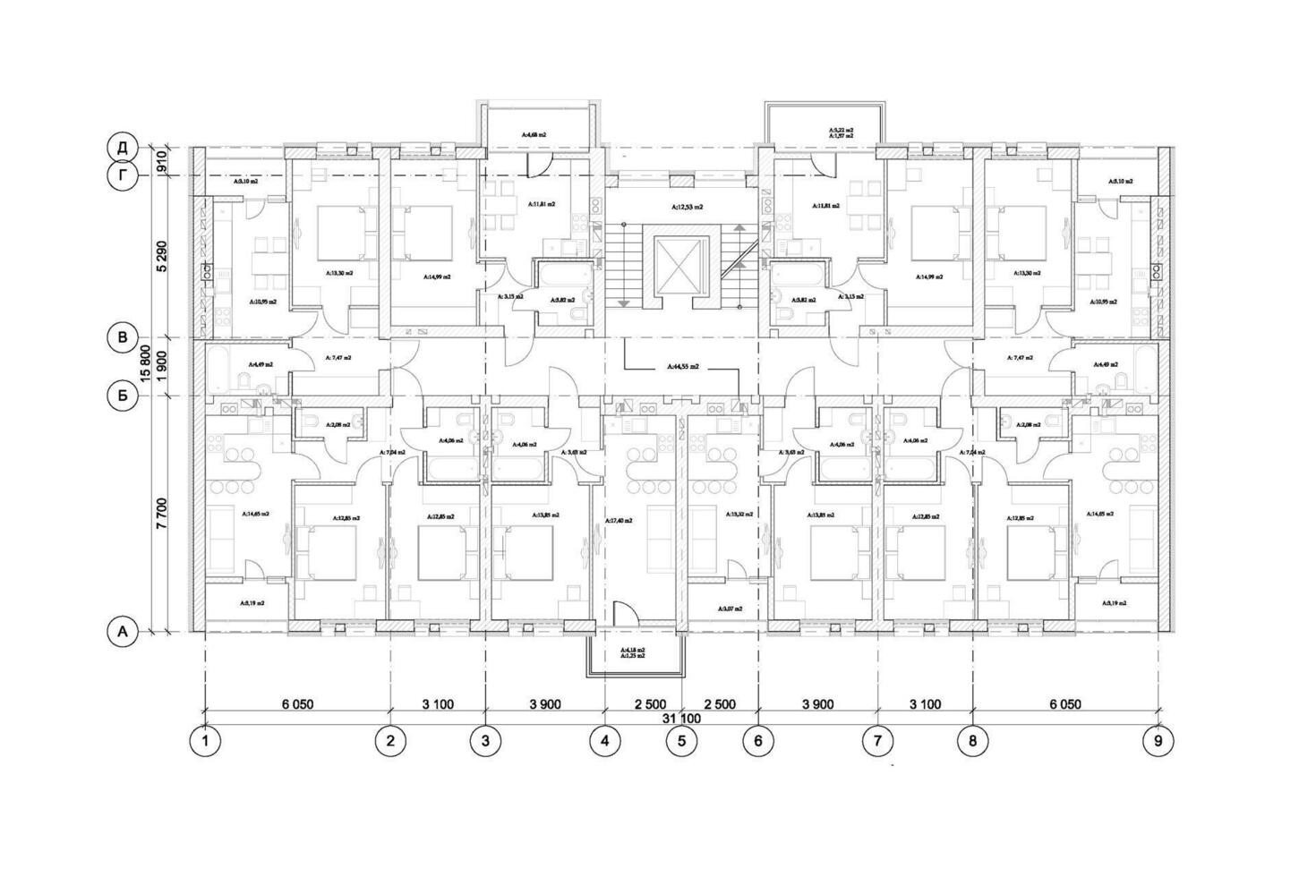 Architectural floor plan, apartment layout, blueprint. Vector illustration