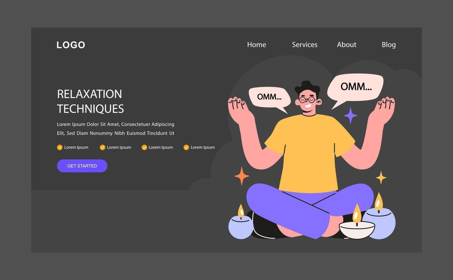 Serene businessman practices relaxation techniques sitting in a lotus vector