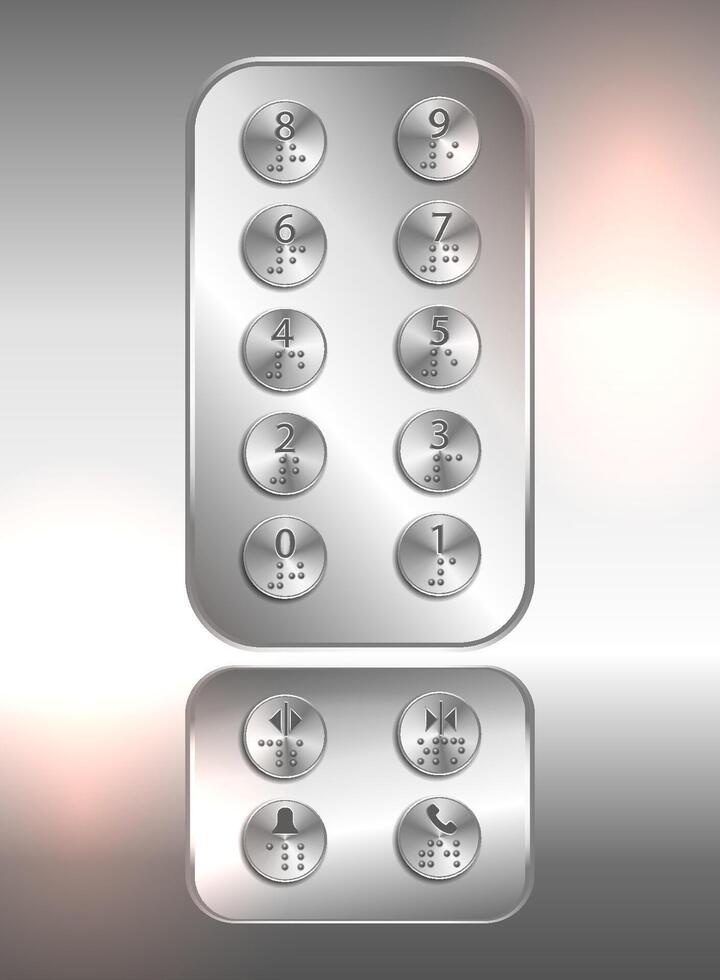 Lift  elevator push buttons with numbers and braille code for blind people - Vector
