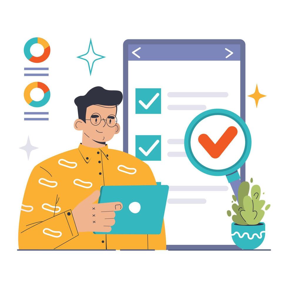 Quality Assurance concept. Flat vector illustration