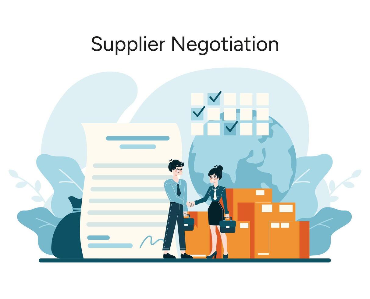 Successful business agreements and effective supply chain management for cost reduction vector