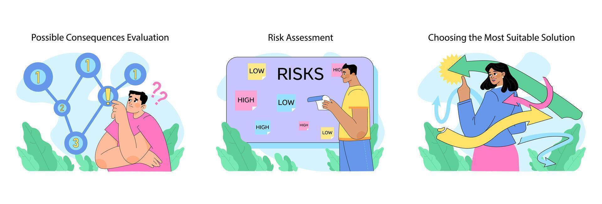 Decision making set. Flat vector illustration
