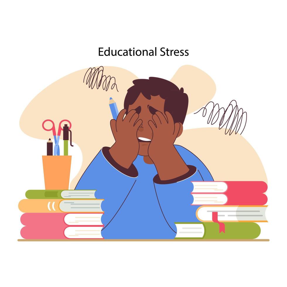 Educational stress concept. Flat vector illustration
