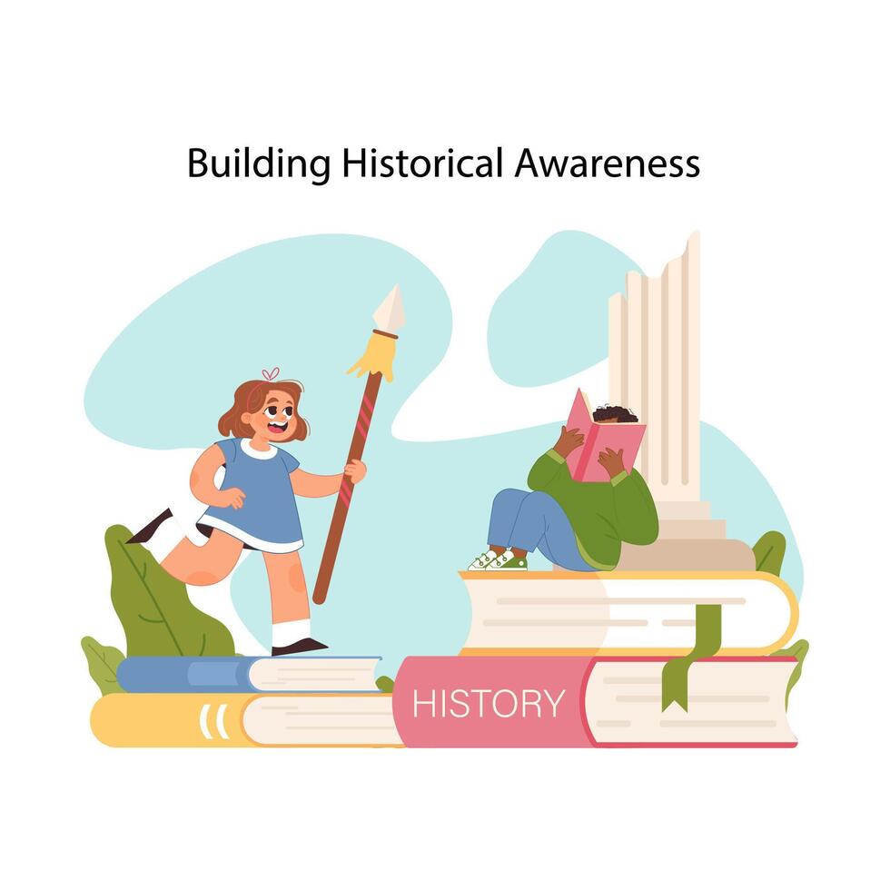 Love for history. Flat vector illustration