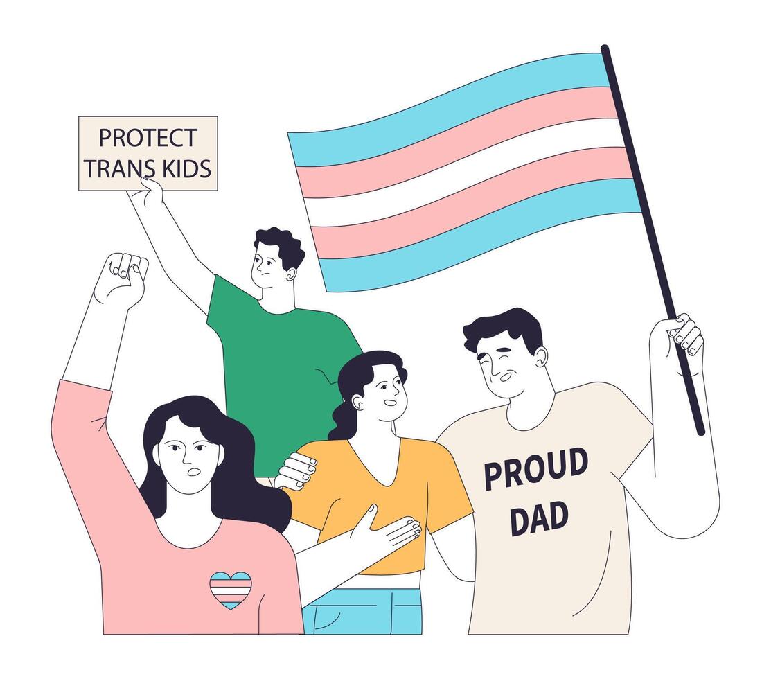 LGBTQ Pride. Supportive family and friends unit at a pride event, vector