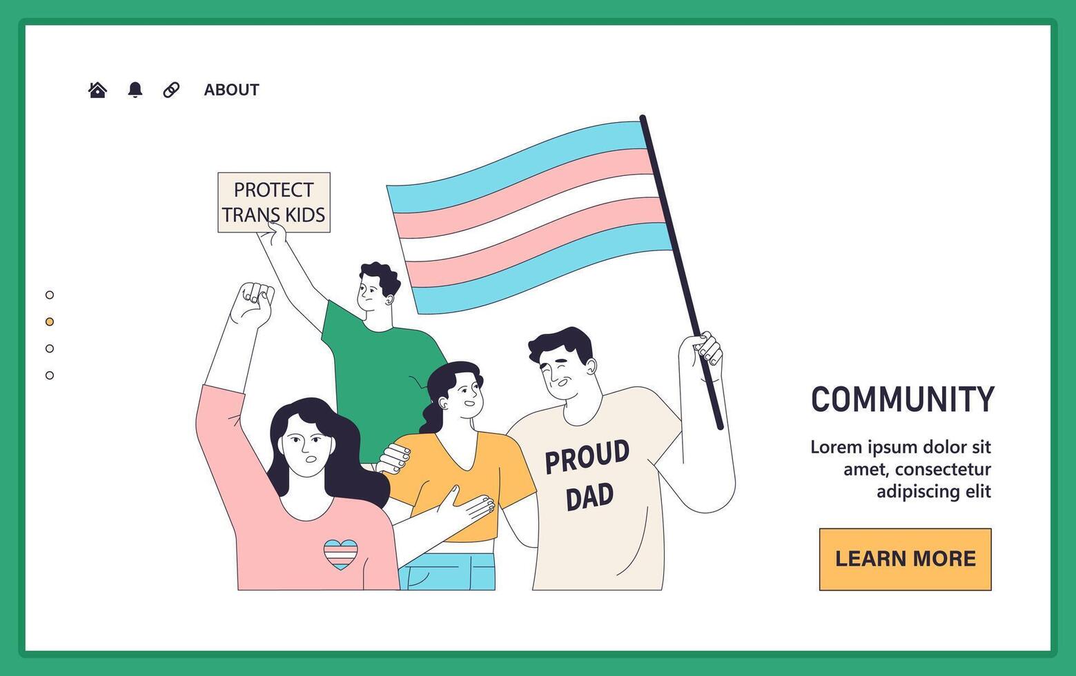 LGBTQ Pride. Supportive family and friends unit at a pride event, vector