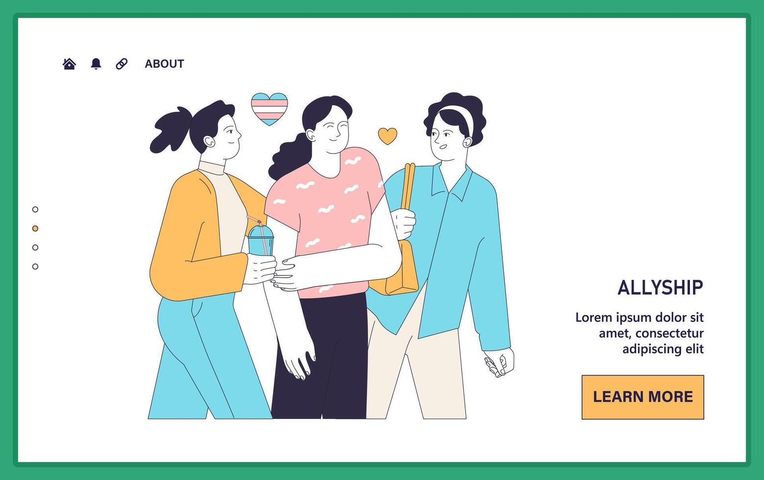 Gender transition positive experience. Trans woman passing. Joyful vector