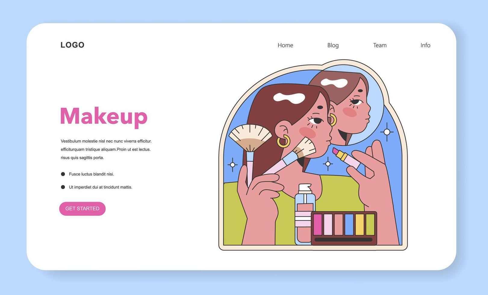 Makeup routine illustration. Flat vector illustration