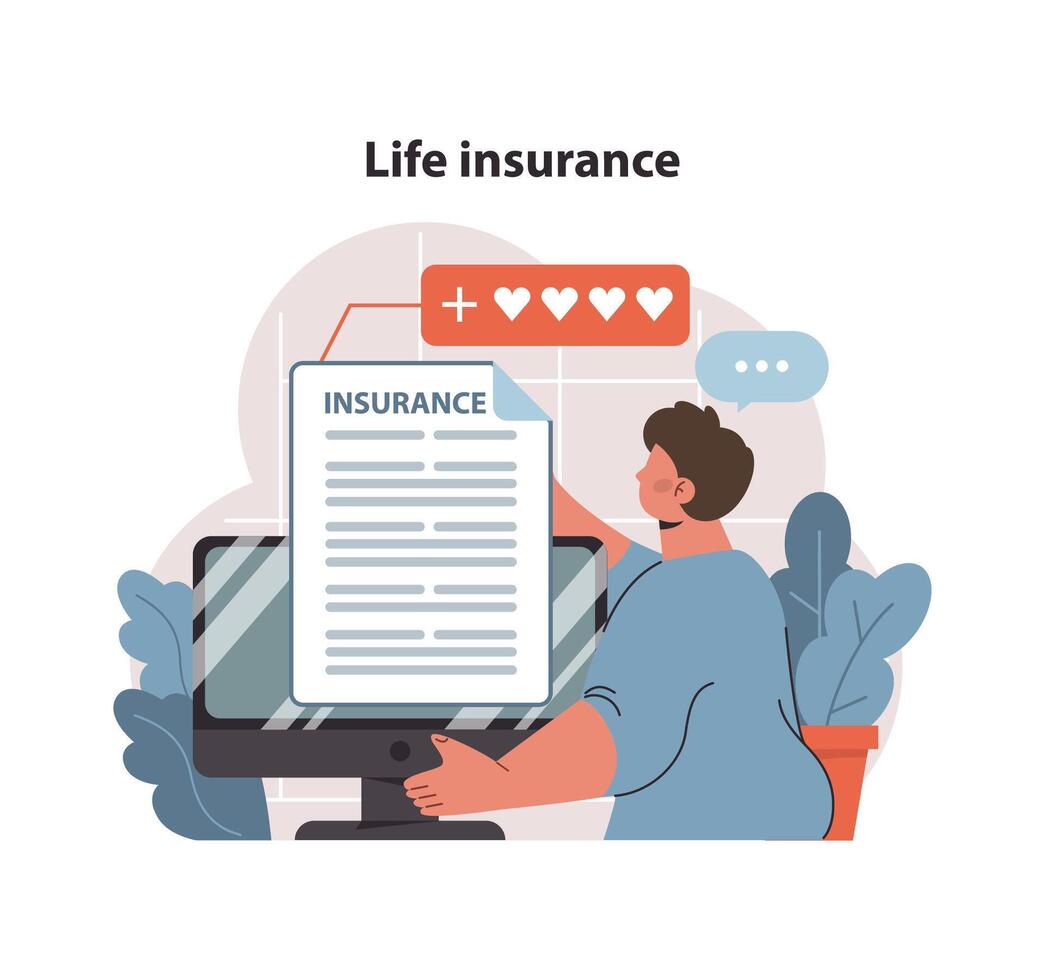 Life insurance concept. Individual securing future with a comprehensive policy. vector