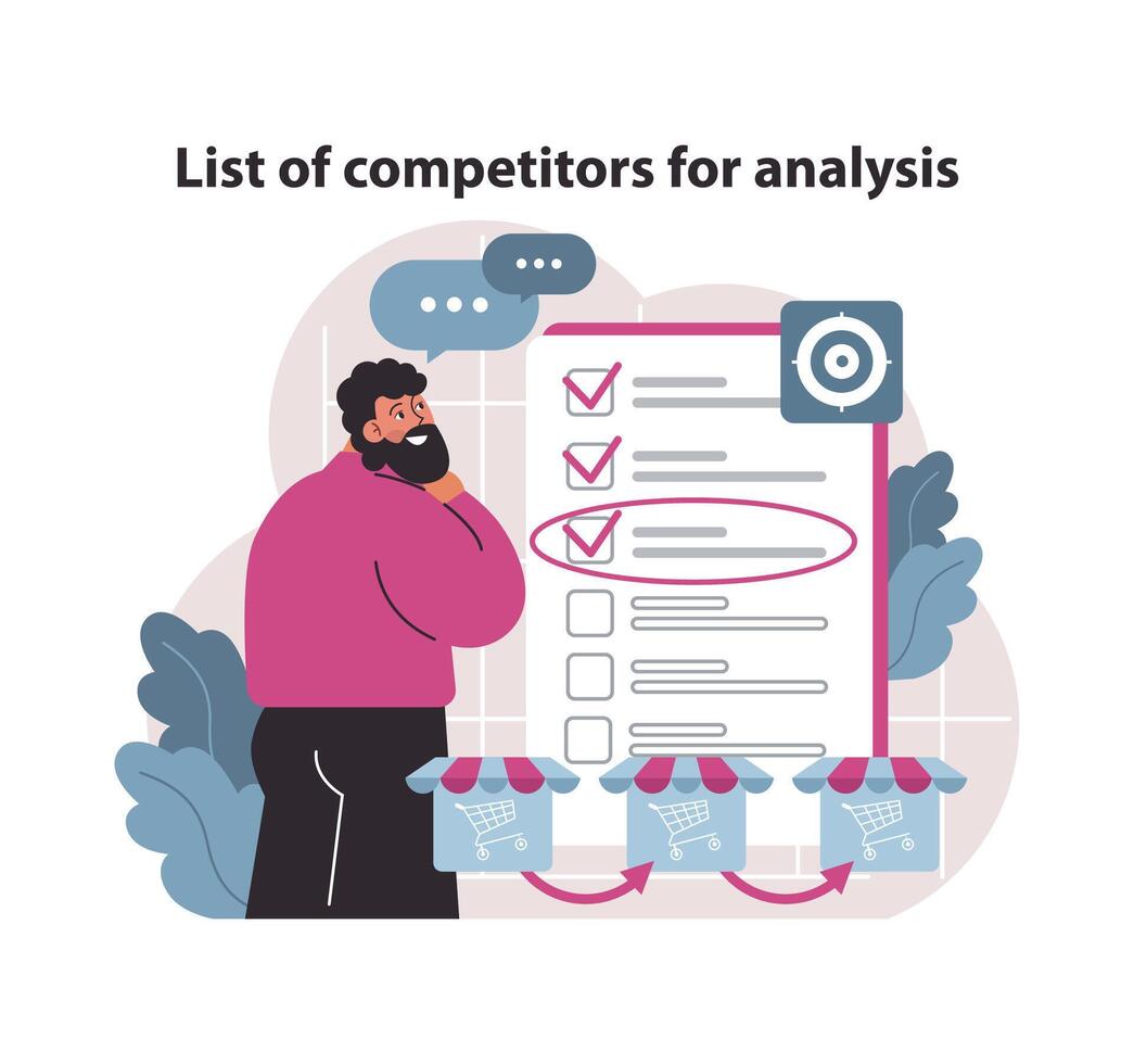 competidor análisis Lista de Verificación concepto. vector