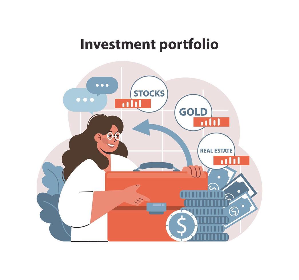 Investment portfolio concept. Flat vector illustration