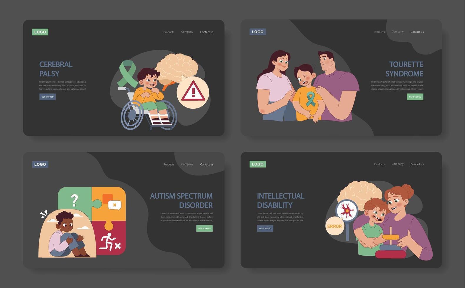 Kid Disability set. vector
