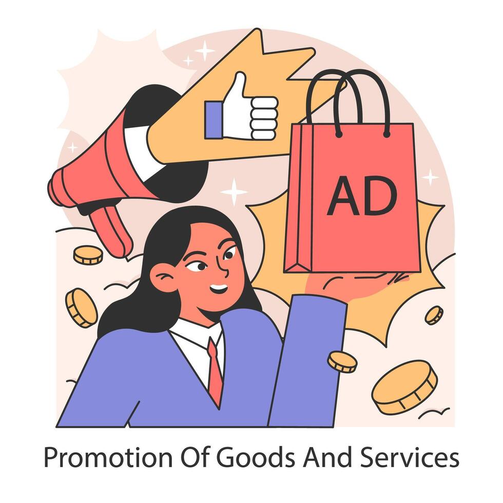Promotion of goods and services concept. Flat vector illustration.