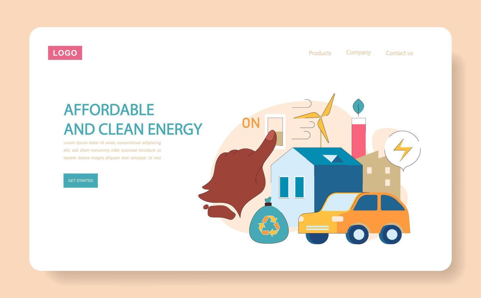 Affordable and clean energy web or landing. Transition to renewable vector