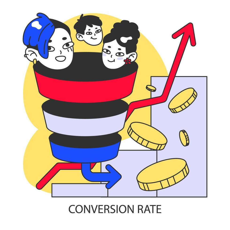 Conversion funnel concept. Flat vector illustration.