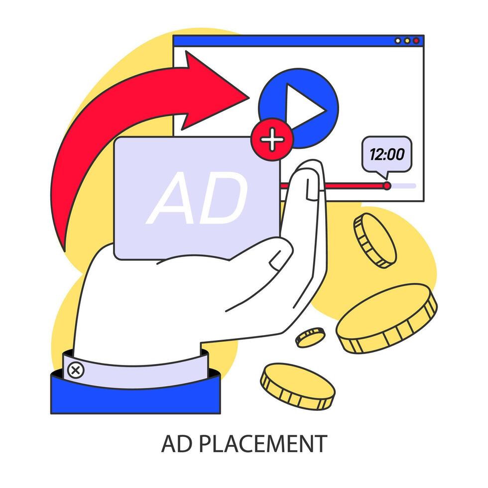 Ad placement strategy concept. Flat vector illustration.