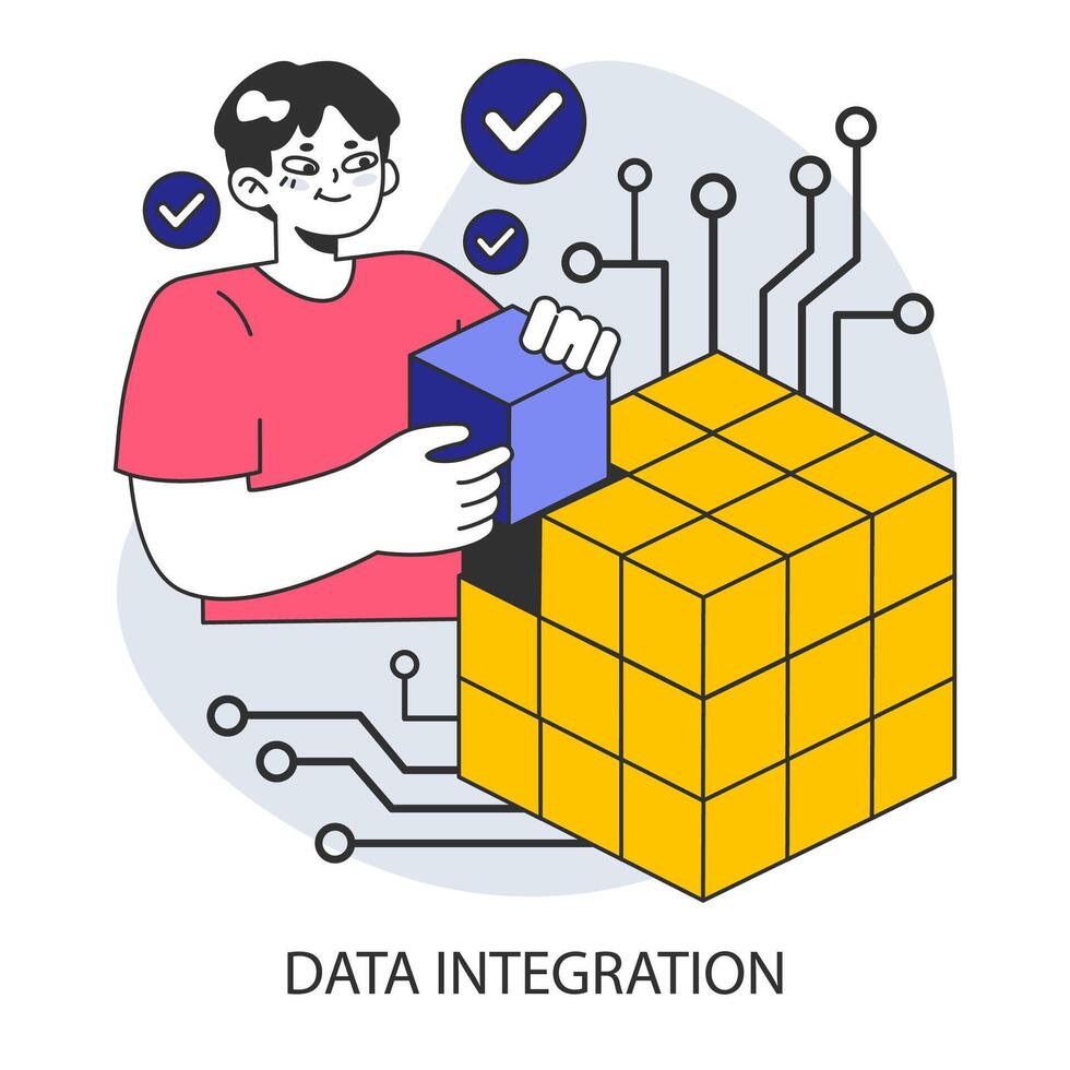 Data Integration. Seamless incorporation of data elements into a cohesive vector