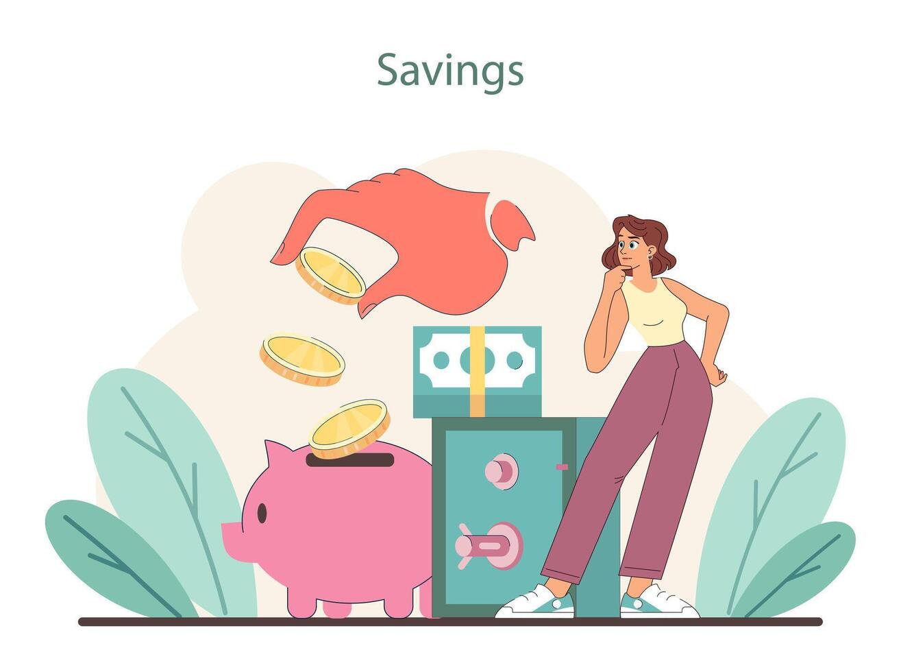 Savings concept. Evaluating financial decisions with a focus on accumulating wealth. vector