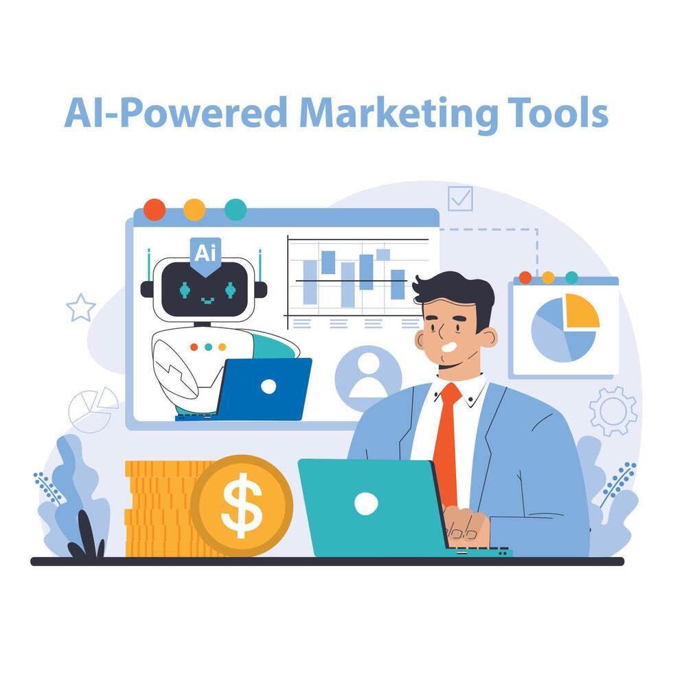 Ai tools concept. Flat vector illustration.