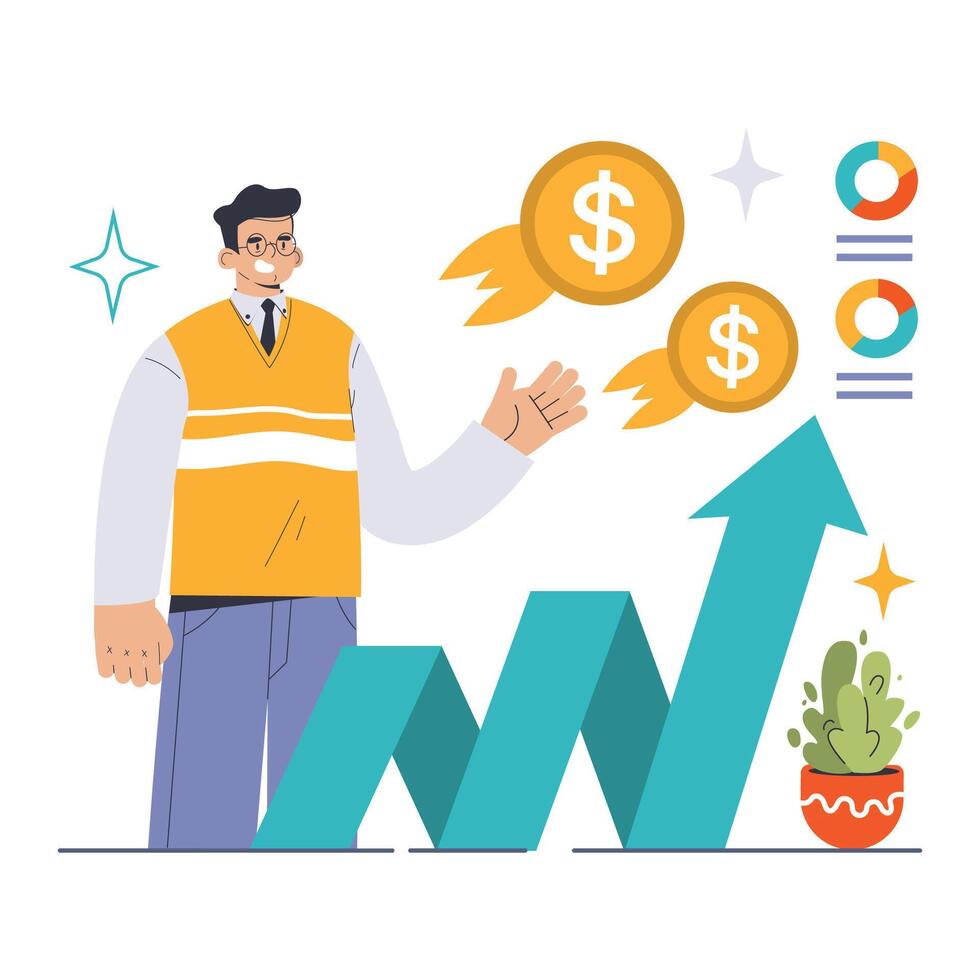 Increase in Profitability concept. Flat vector illustration