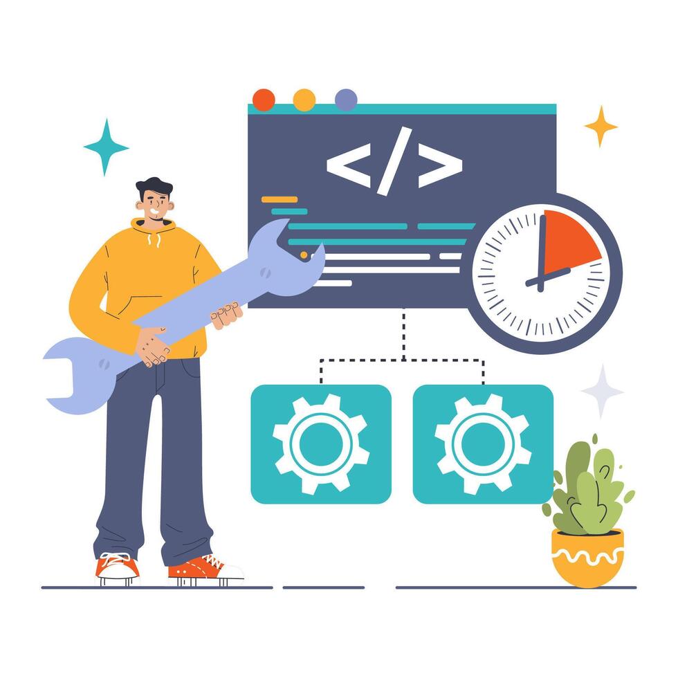 Software testing. Code testing and debugging. IT specialist searching ...